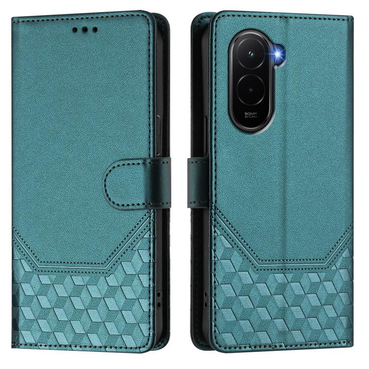 For Xiaomi Poco M7 4G 169mm Honeycomb Embossing RFID Leather Phone Case