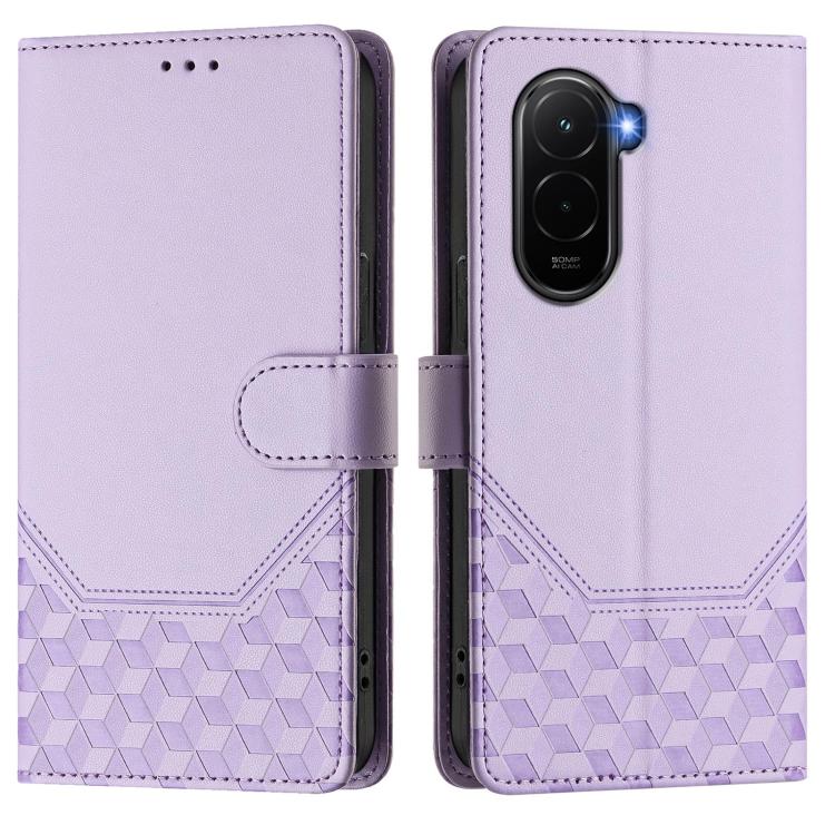 For Xiaomi Poco M7 4G 169mm Honeycomb Embossing RFID Leather Phone Case