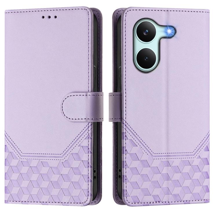 For Redmi Turbo 5 5G Global / Poco X8 Pro 5G Honeycomb Embossing RFID Leather Phone Case
