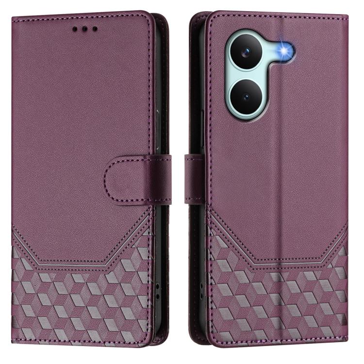 For Redmi Turbo 5 5G Global / Poco X8 Pro 5G Honeycomb Embossing RFID Leather Phone Case