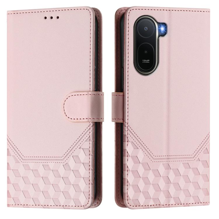 For Redmi A7 Pro 171mm / Poco C85x 5G Honeycomb Embossing RFID Leather Phone Case