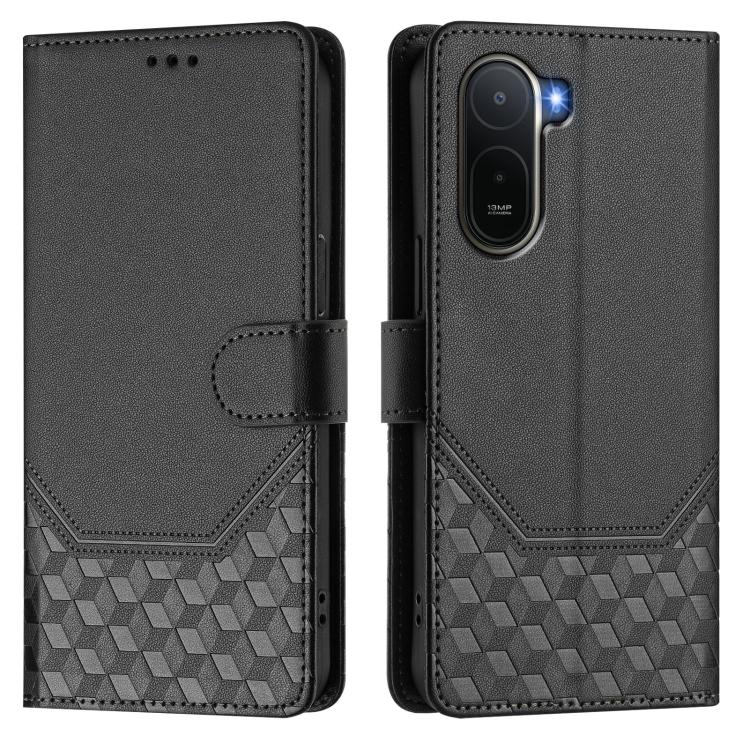 For Redmi A7 Pro 171mm / Poco C85x 5G Honeycomb Embossing RFID Leather Phone Case