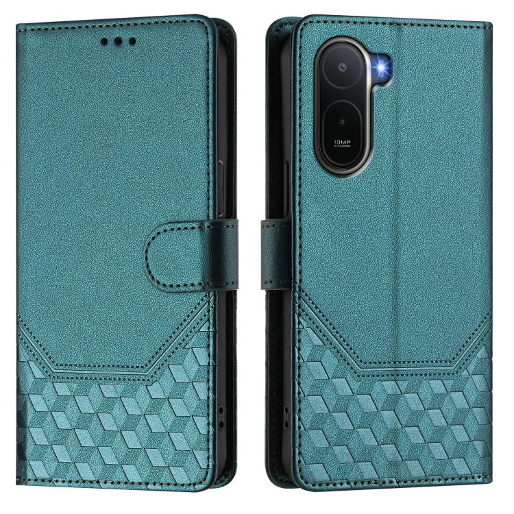 For Redmi A7 Pro 171mm / Poco C85x 5G Honeycomb Embossing RFID Leather Phone Case