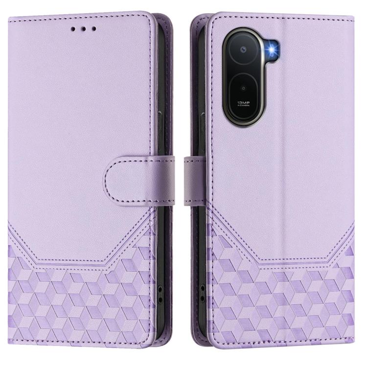 For Redmi A7 Pro 171mm / Poco C85x 5G Honeycomb Embossing RFID Leather Phone Case