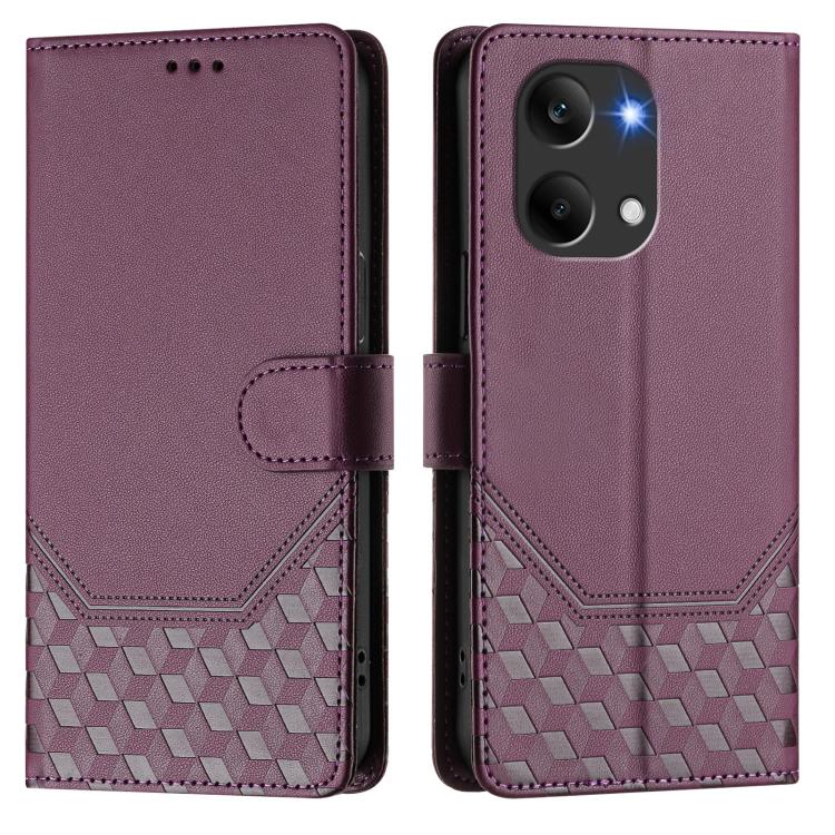 For Redmi Turbo 5 Max / Poco X8 Pro Max Honeycomb Embossing RFID Leather Phone Case