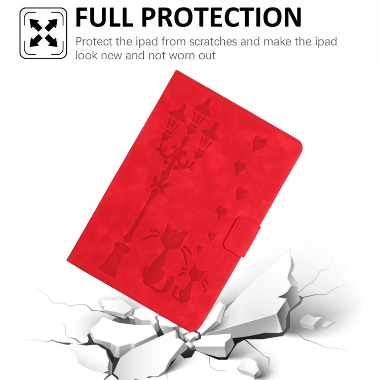 For Samsung Galaxy Tab A 10.1 2019 Embossed Couple Cat Smart Tablet Leather Case