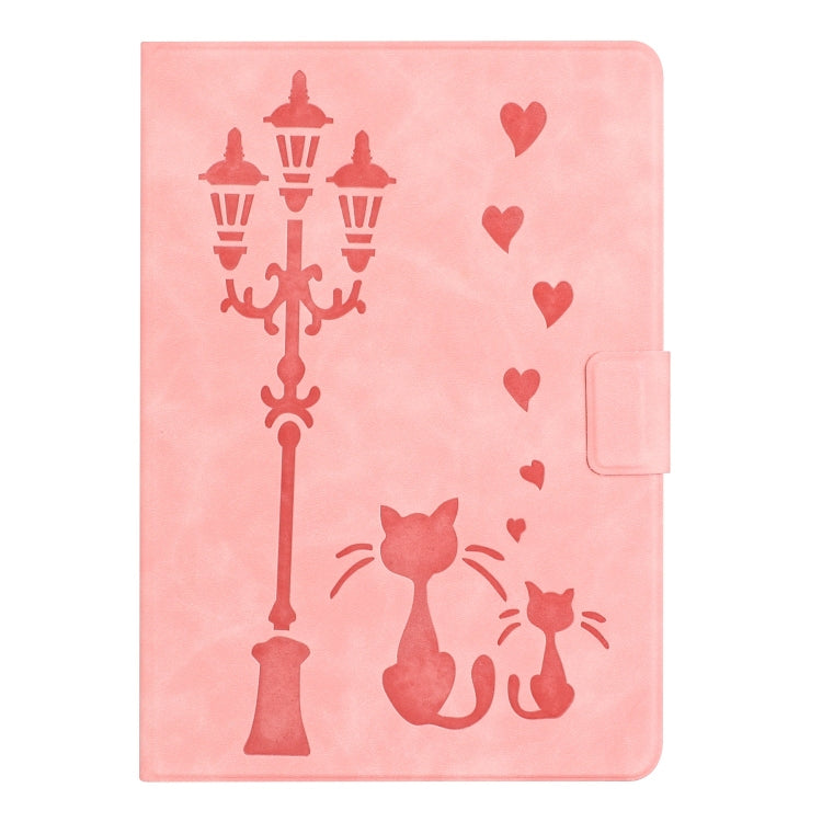 For Samsung Galaxy Tab A 10.1 2019 Embossed Couple Cat Smart Tablet Leather Case
