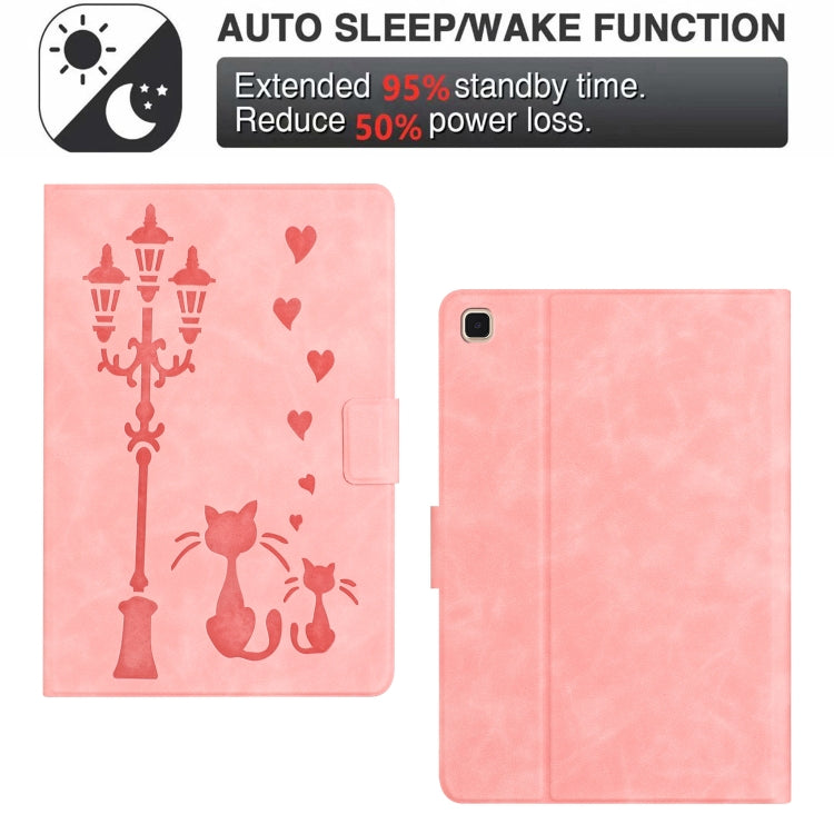 For Samsung Galaxy Tab A7 10.4 2020 Embossed Couple Cat Smart Tablet Leather Case