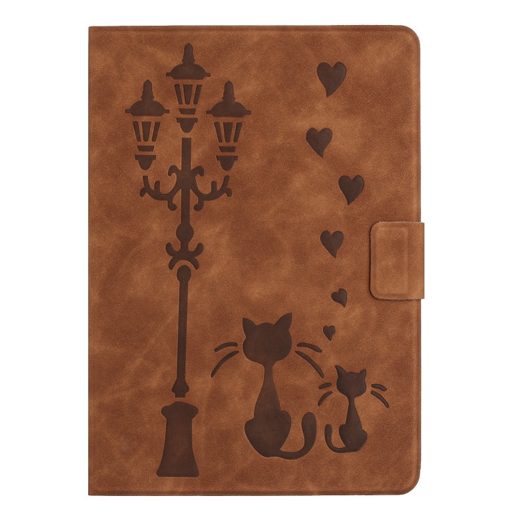 For Samsung Galaxy Tab A7 Lite Embossed Couple Cat Smart Tablet Leather Case