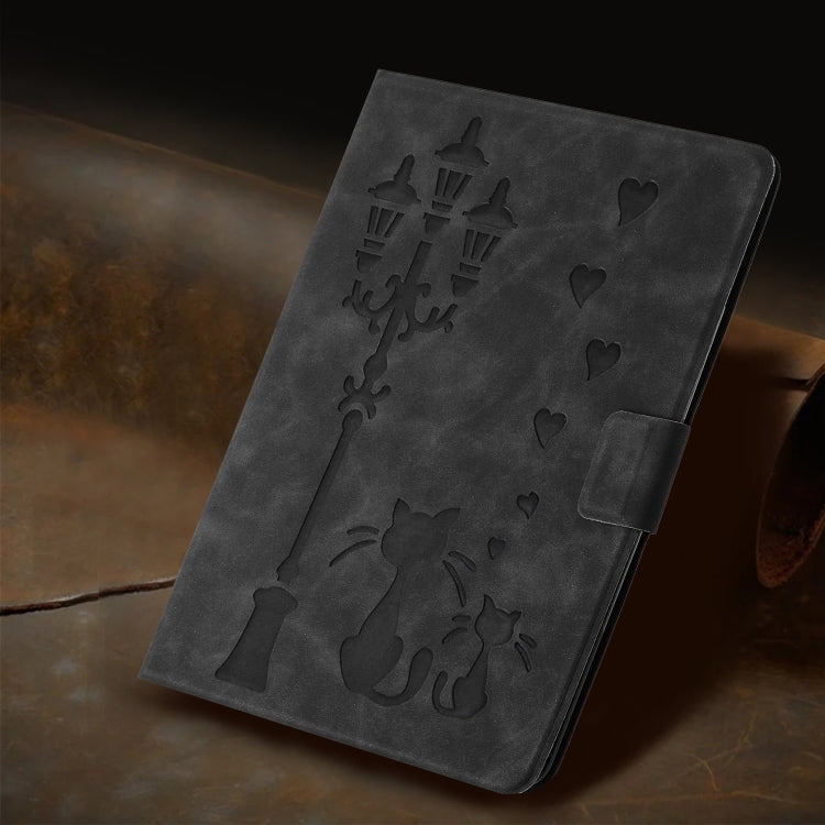 For Samsung Galaxy Tab A8 10.5 2021 Embossed Couple Cat Smart Tablet Leather Case