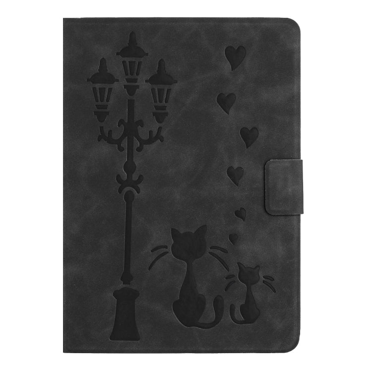 For Samsung Galaxy Tab A11 / A9 Embossed Couple Cat Smart Tablet Leather Case