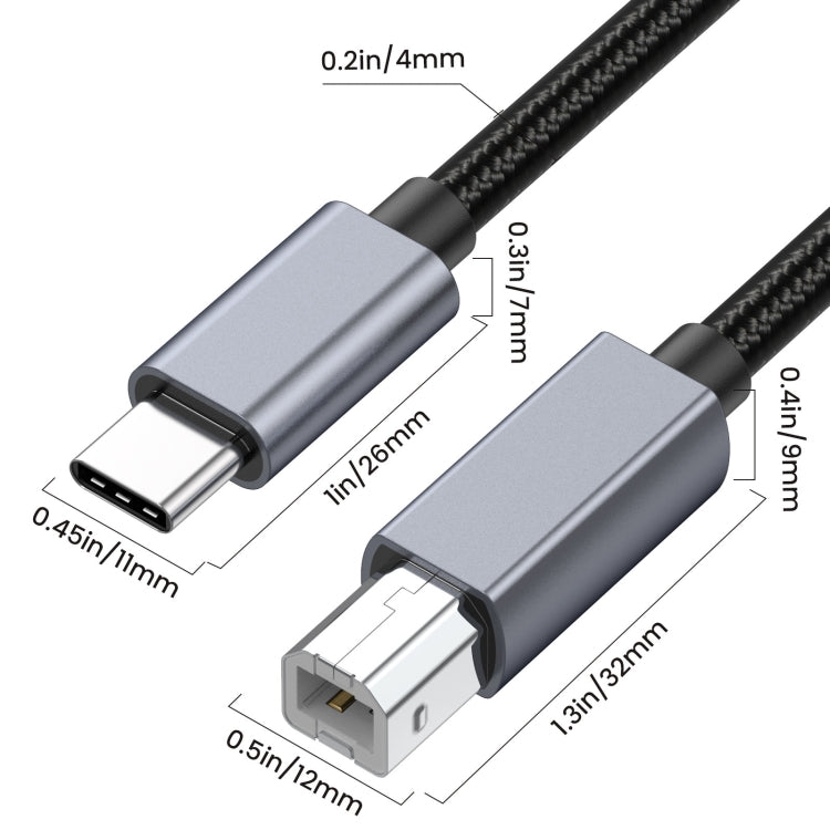USB-C / Type-C to USB-B BM Printer MIDI Keyboard Adapter Cable, Length:0.5m