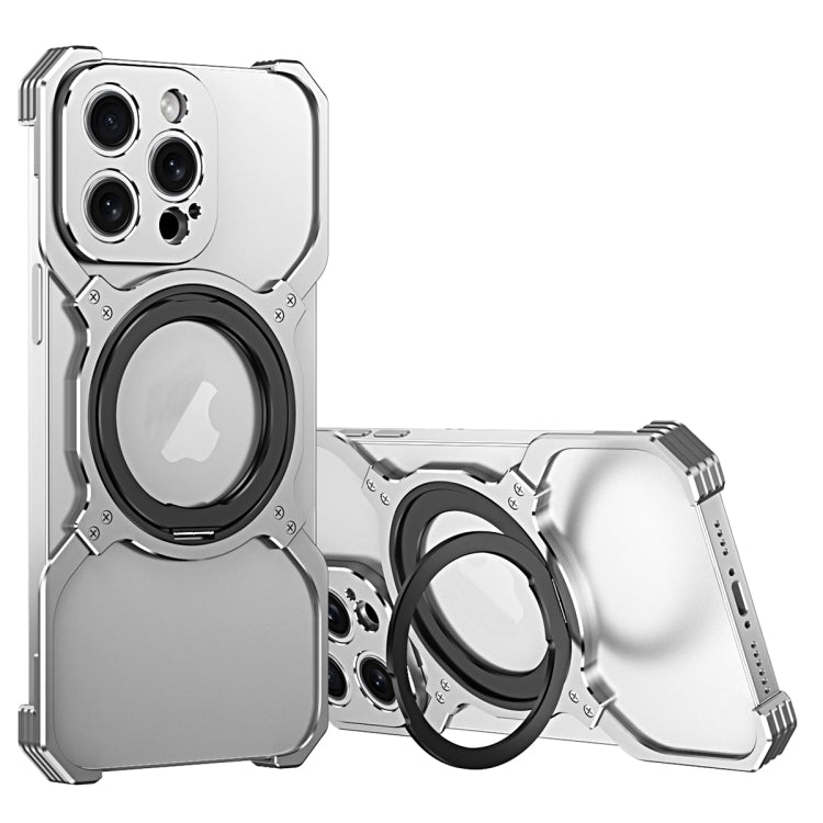 For iPhone 16 Pro Mechanical Arm Borderless MagSafe Holder Metal Phone Case
