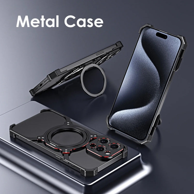 For iPhone 16 Pro Max Mechanical Arm Borderless MagSafe Holder Metal Phone Case