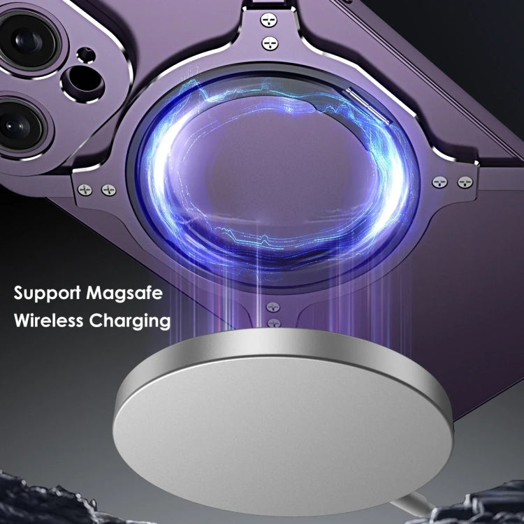 For iPhone 16 Pro Max Mechanical Arm Borderless MagSafe Holder Metal Phone Case