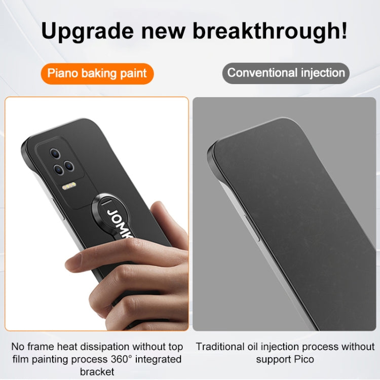 For Redmi K50 Baking Varnish 360 Rotate Holder No Frame PC Phone Case