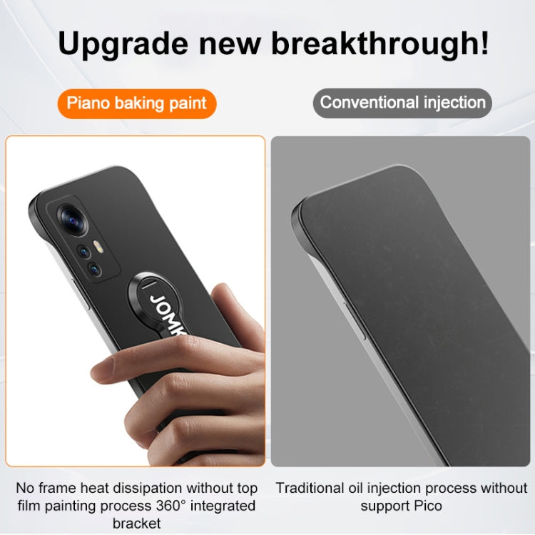 For Redmi K50 Ultra Baking Varnish 360 Rotate Holder No Frame PC Phone Case