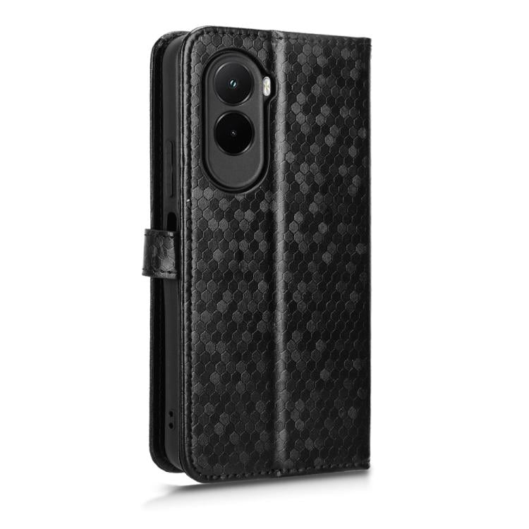 For Xiaomi Poco M7 4G 171mm Honeycomb Dot Texture Leather Phone Case