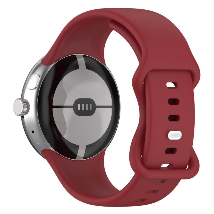 For Google Pixel Watch 4 / 3 / 2 / 1 41mm Butterfly Buckle Solid Color Silicone Watch Band