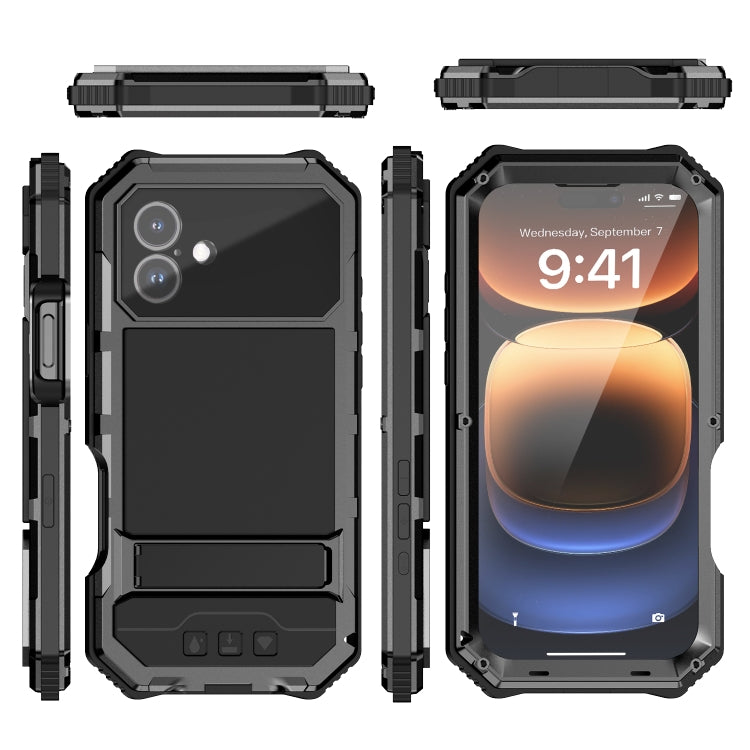 For iPhone 16 Plus R-JUST Life Waterproof Dustproof Shockproof Holder Phone Case