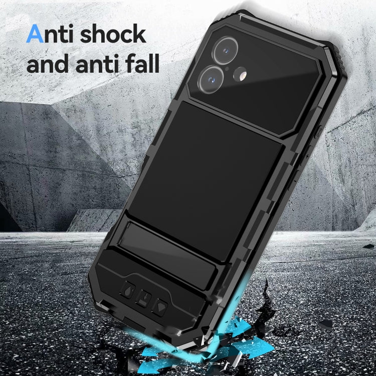 For iPhone 16 Plus R-JUST Life Waterproof Dustproof Shockproof Holder Phone Case
