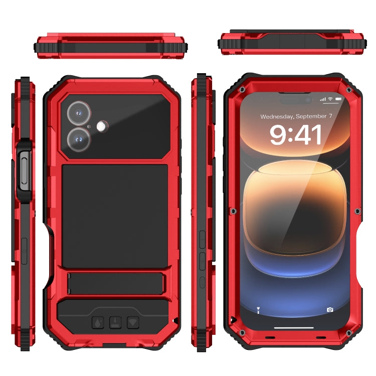 For iPhone 16 Plus R-JUST Life Waterproof Dustproof Shockproof Holder Phone Case