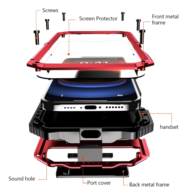 For iPhone 16 Plus R-JUST Life Waterproof Dustproof Shockproof Holder Phone Case