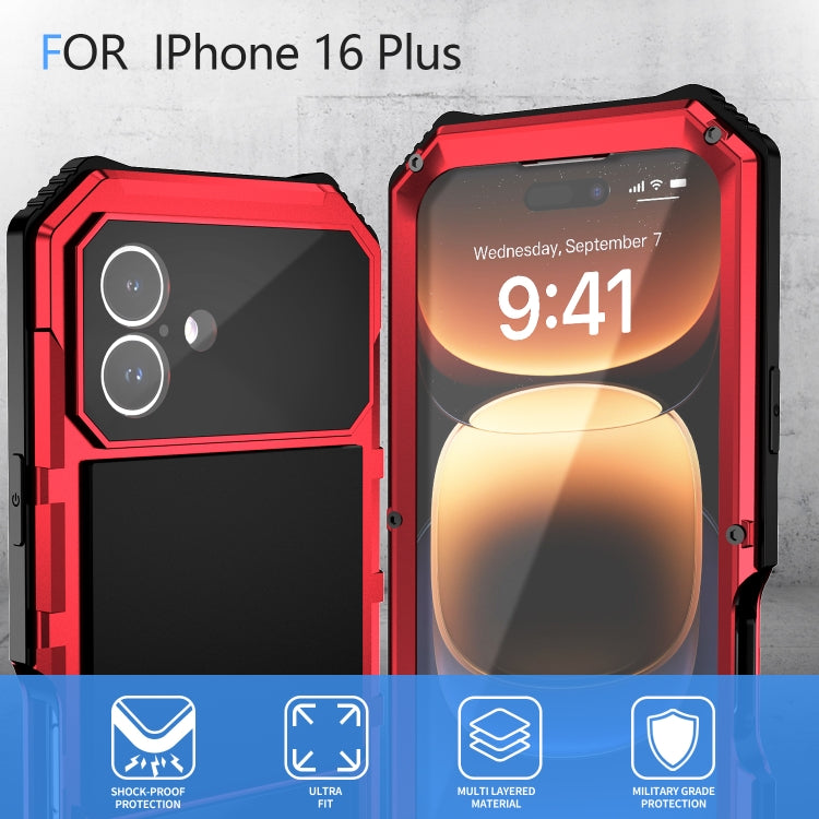 For iPhone 16 Plus R-JUST Life Waterproof Dustproof Shockproof Holder Phone Case