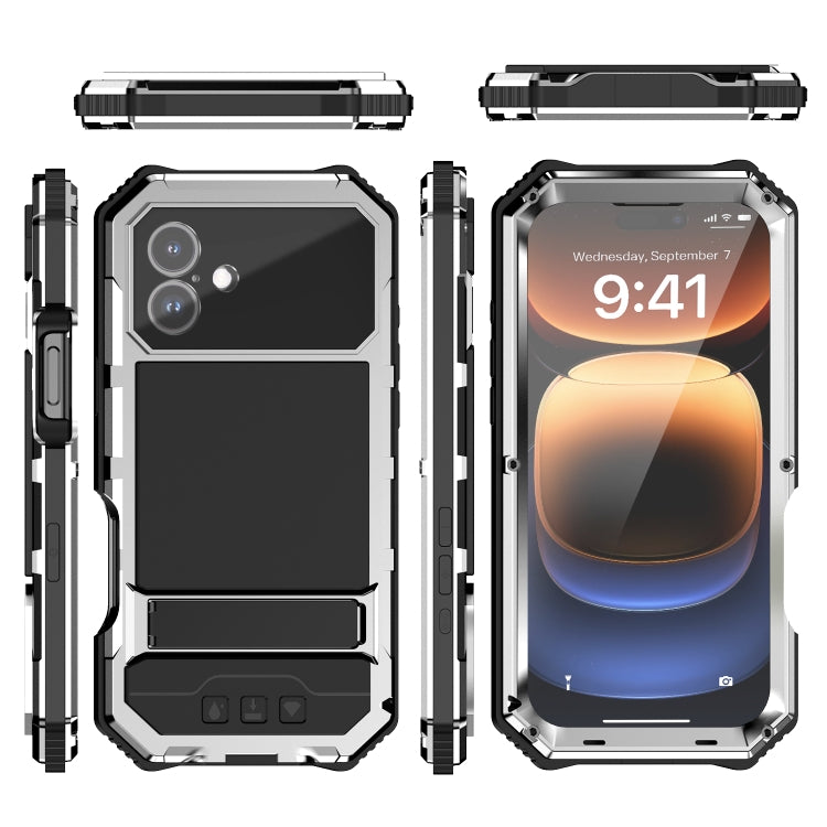 For iPhone 16 Plus R-JUST Life Waterproof Dustproof Shockproof Holder Phone Case