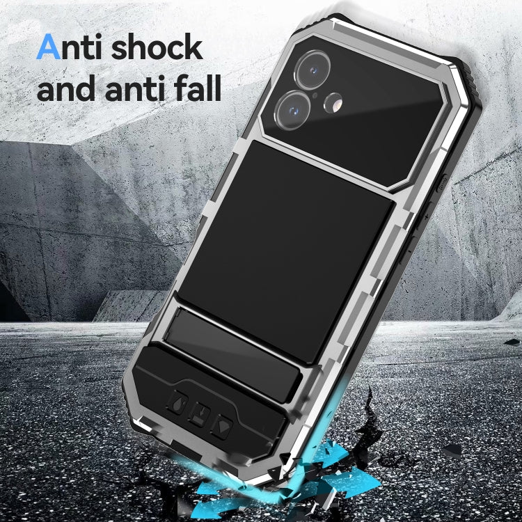 For iPhone 16 Plus R-JUST Life Waterproof Dustproof Shockproof Holder Phone Case