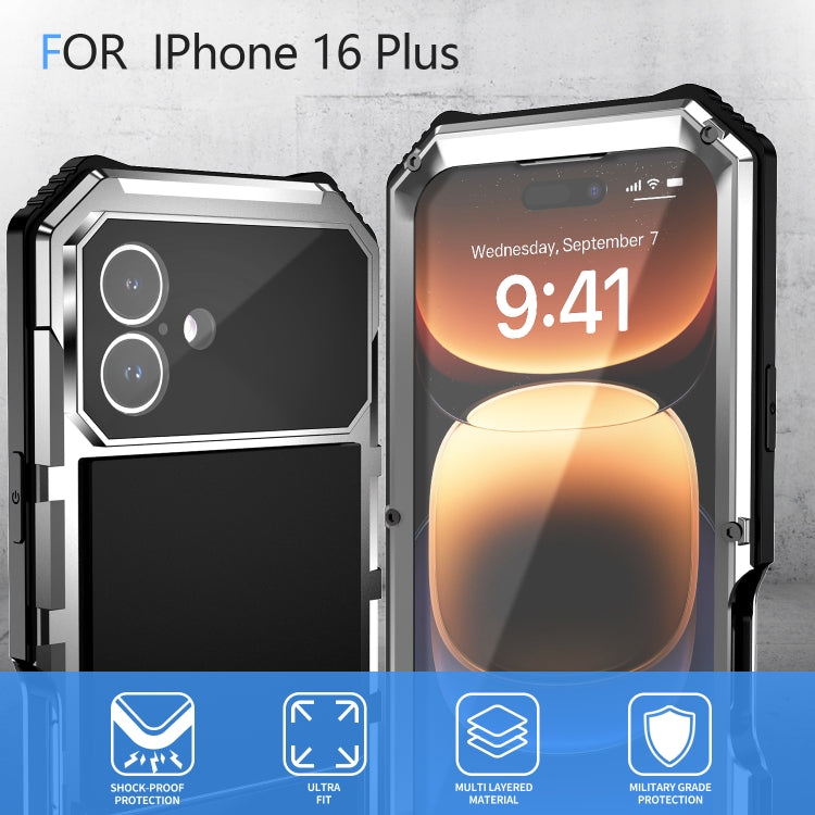 For iPhone 16 Plus R-JUST Life Waterproof Dustproof Shockproof Holder Phone Case