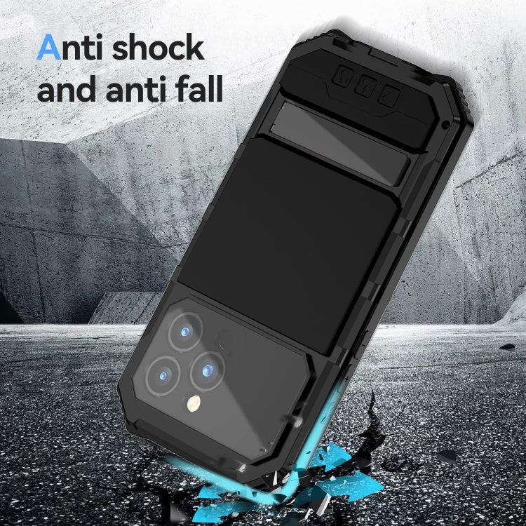 For iPhone 15 Pro Max R-JUST Life Waterproof Dustproof Shockproof Holder Phone Case