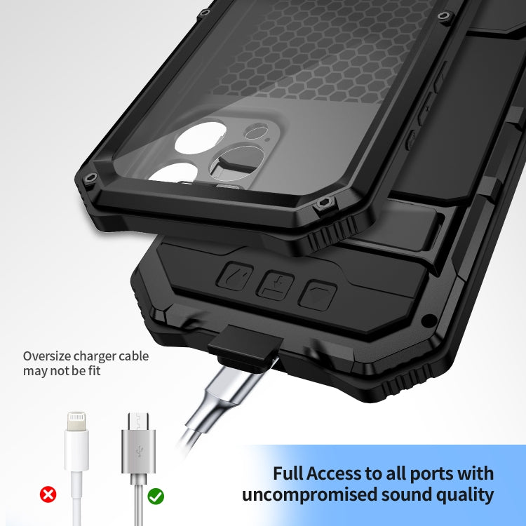 For iPhone 15 Pro Max R-JUST Life Waterproof Dustproof Shockproof Holder Phone Case