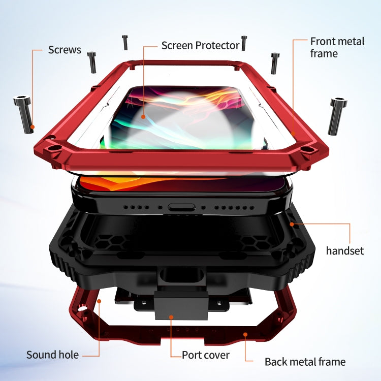 For iPhone 15 Pro Max R-JUST Life Waterproof Dustproof Shockproof Holder Phone Case