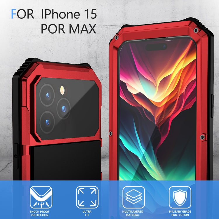 For iPhone 15 Pro Max R-JUST Life Waterproof Dustproof Shockproof Holder Phone Case