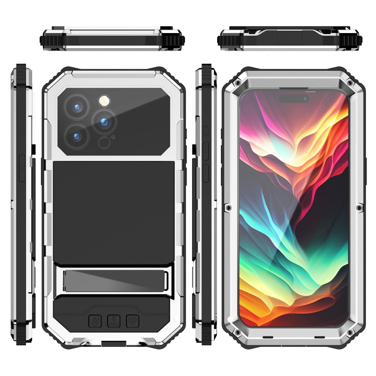 For iPhone 15 Pro Max R-JUST Life Waterproof Dustproof Shockproof Holder Phone Case