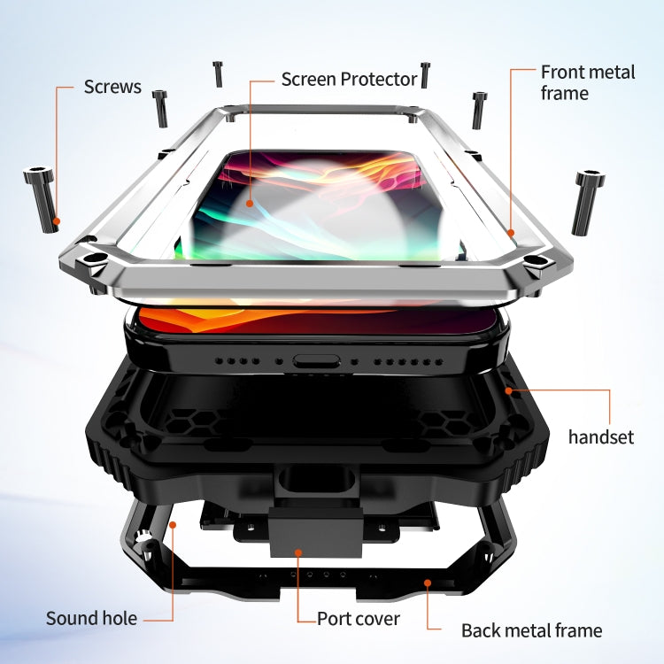 For iPhone 15 Pro Max R-JUST Life Waterproof Dustproof Shockproof Holder Phone Case