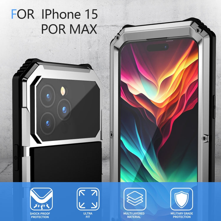For iPhone 15 Pro Max R-JUST Life Waterproof Dustproof Shockproof Holder Phone Case