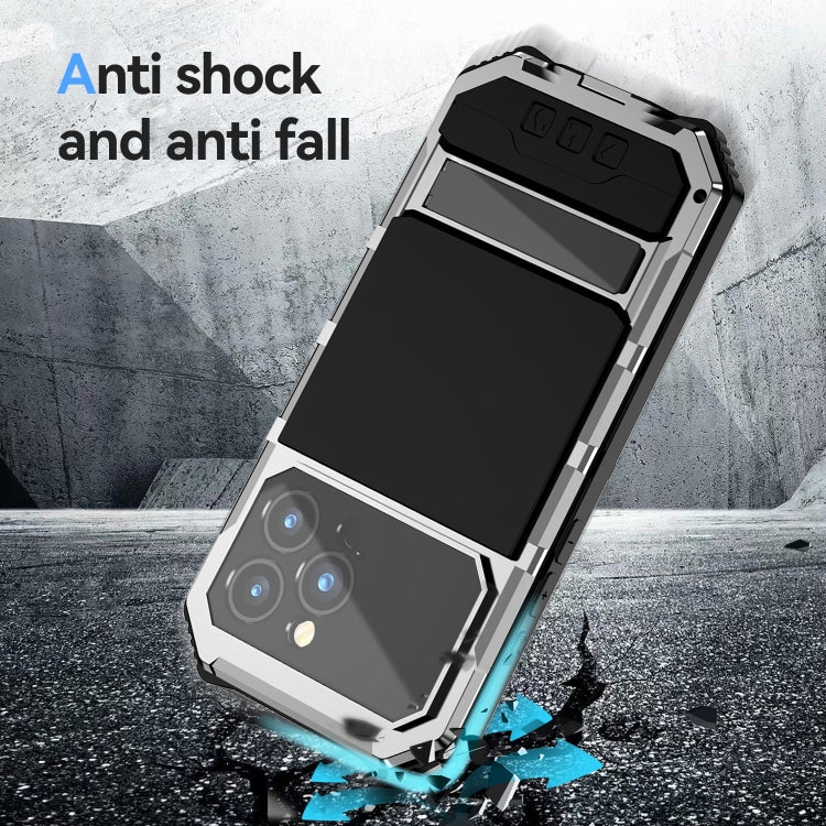 For iPhone 15 Pro Max R-JUST Life Waterproof Dustproof Shockproof Holder Phone Case