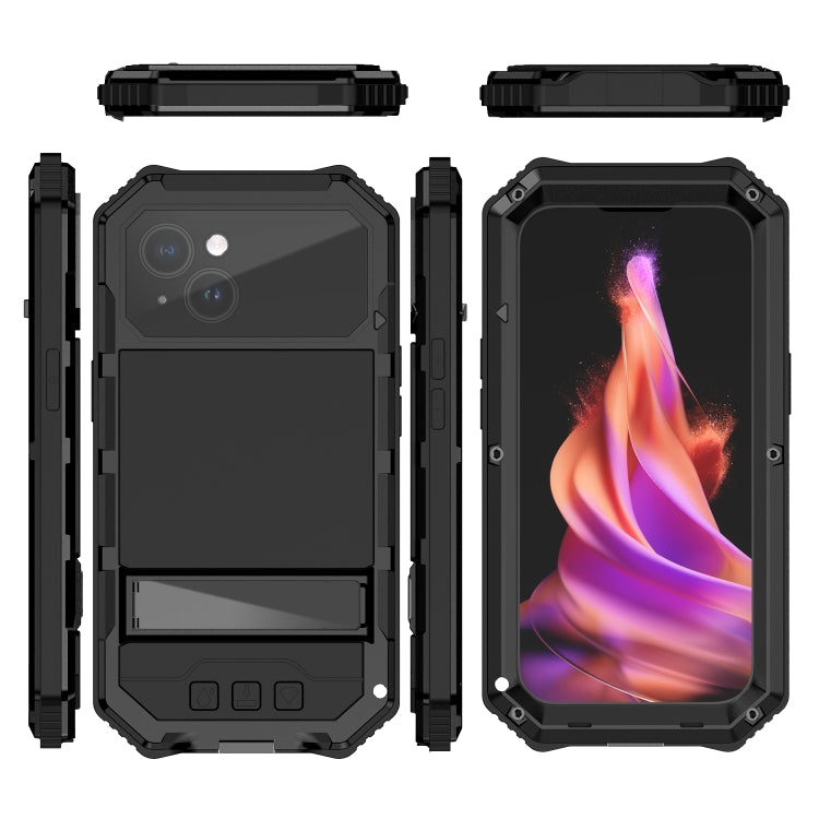 For iPhone 15 Plus R-JUST Life Waterproof Dustproof Shockproof Holder Phone Case