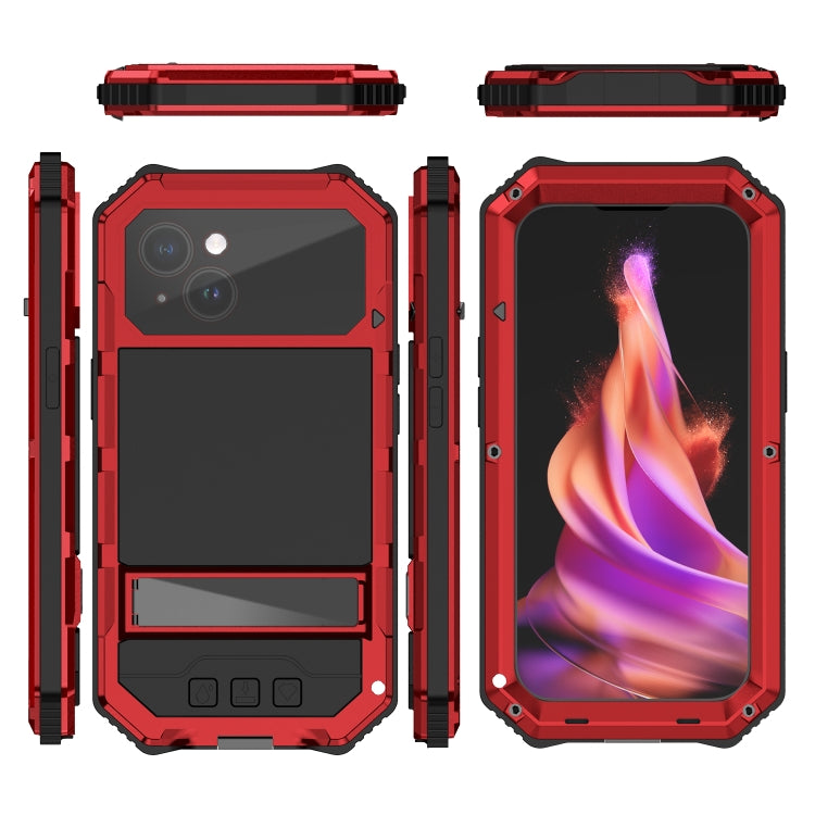 For iPhone 15 Plus R-JUST Life Waterproof Dustproof Shockproof Holder Phone Case