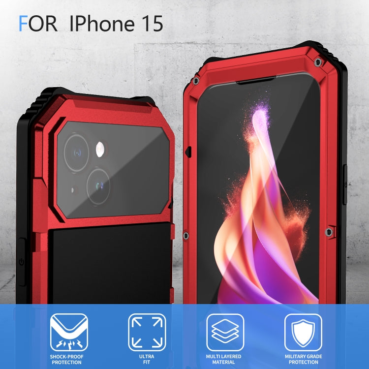 For iPhone 15 Plus R-JUST Life Waterproof Dustproof Shockproof Holder Phone Case