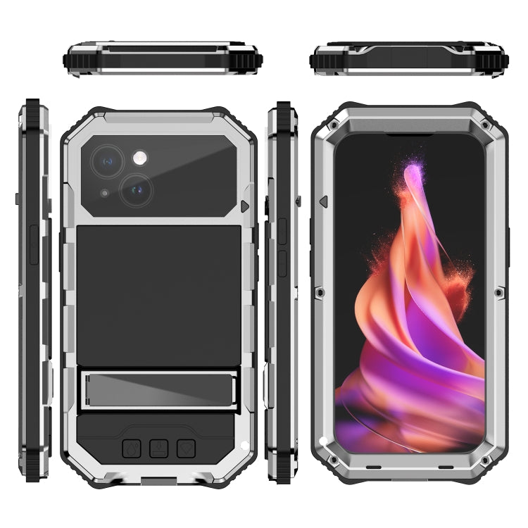 For iPhone 15 Plus R-JUST Life Waterproof Dustproof Shockproof Holder Phone Case