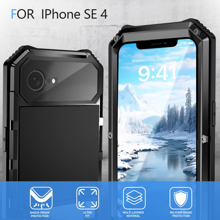 For iPhone 17e / 16e R-JUST Life Waterproof Dustproof Shockproof Holder Phone Case