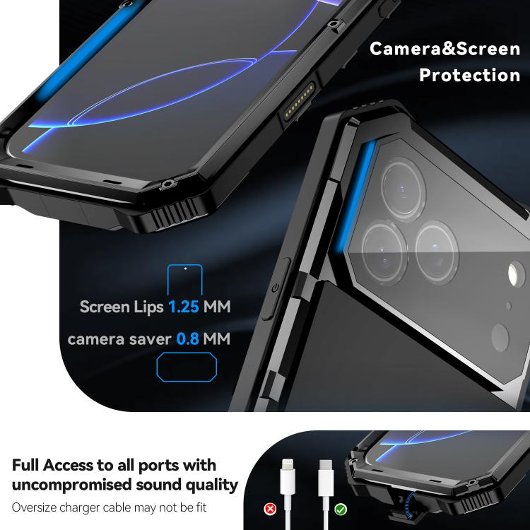 For iPhone 17 Pro Max R-JUST Life Waterproof Dustproof Shockproof Holder Phone Case