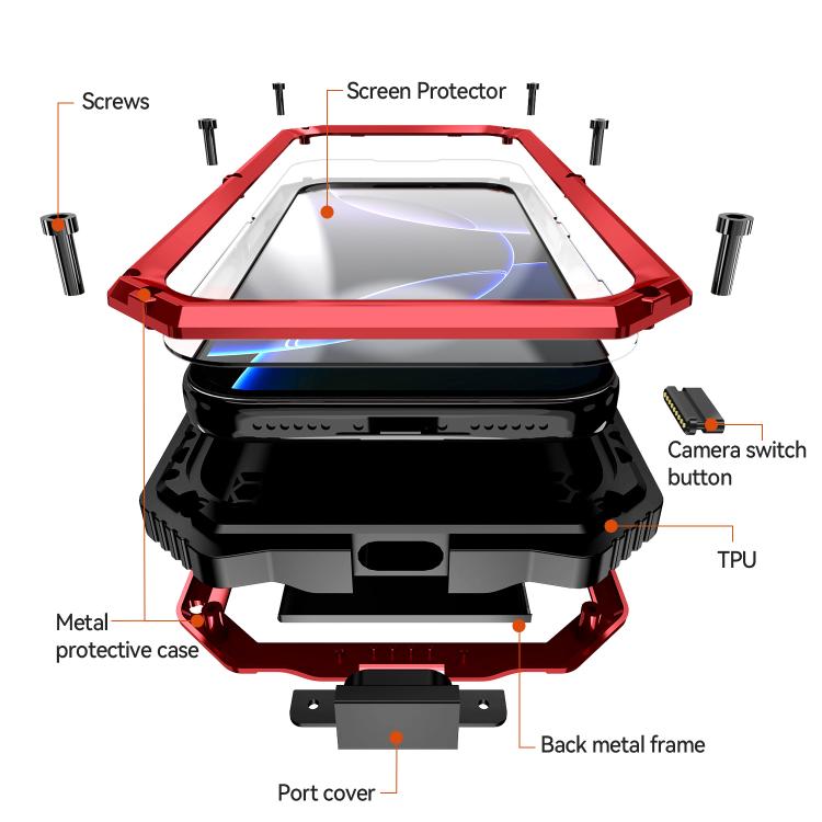 For iPhone 17 Pro R-JUST Life Waterproof Dustproof Shockproof Holder Phone Case
