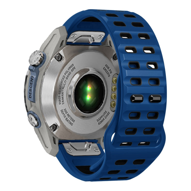 For Garmin 22mm Two Color Rivets Buckle Quick Release Silicone Watch Band