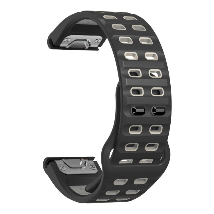 For Garmin 22mm Two Color Rivets Buckle Quick Release Silicone Watch Band