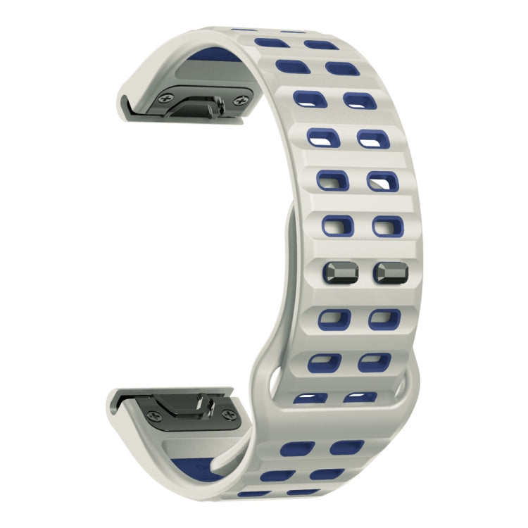 For Garmin 22mm Two Color Rivets Buckle Quick Release Silicone Watch Band