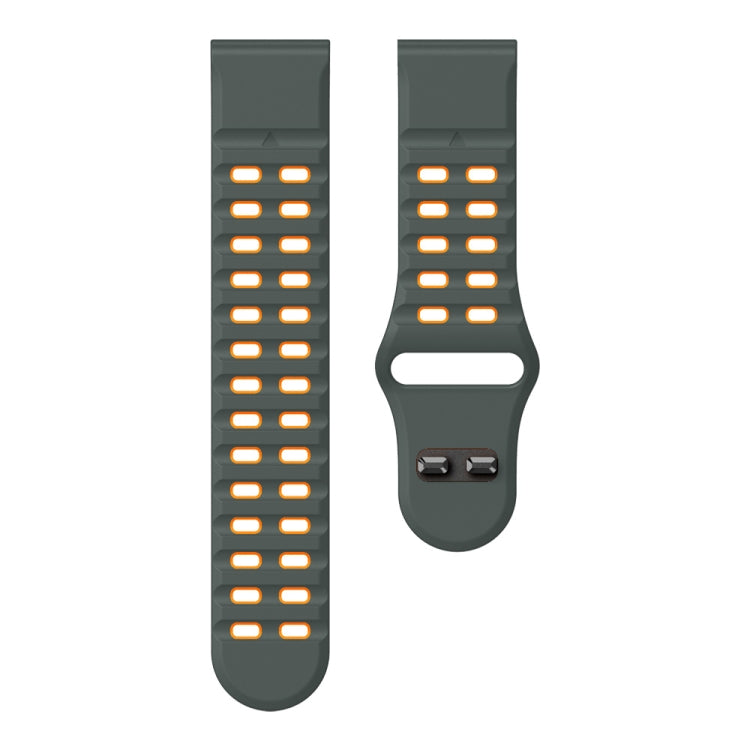 For Garmin 22mm Two Color Rivets Buckle Quick Release Silicone Watch Band